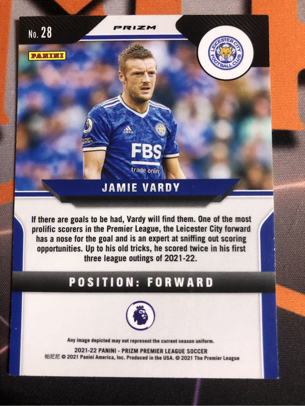 Jamie Vardy RARE pink ice Prizm 2022 soccer trading card