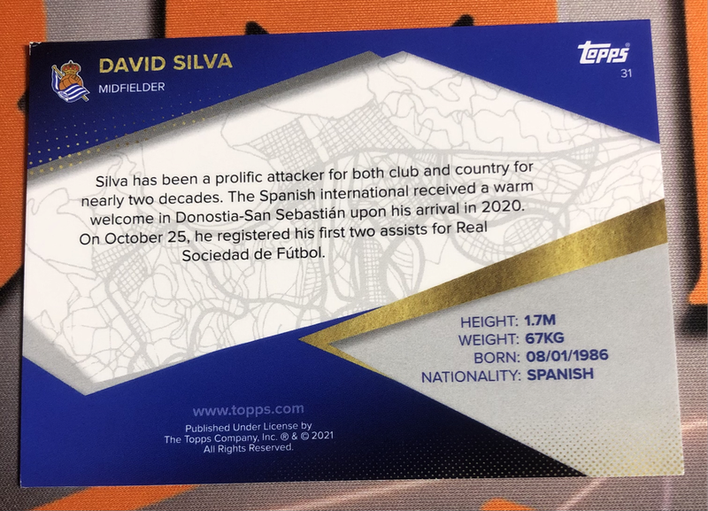 David Silva Topps 2021 soccer trading card