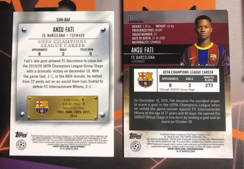 Ansu Fati Refractor BUNDLE of 2 rare DISCOUNTED Soccer trading cards