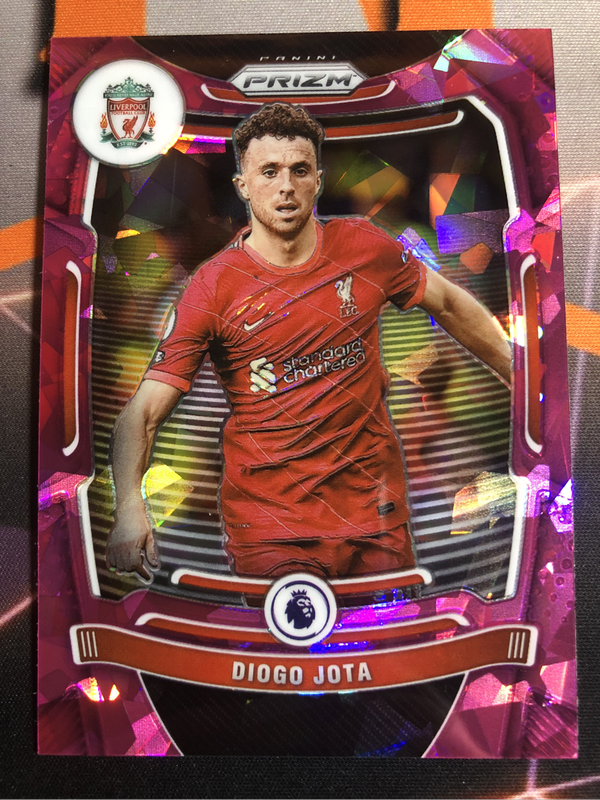 Diogo Jota Pink Cracked Ice Rare EPL Prizm 2022 Soccer trading card (RIP)