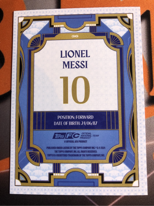 Lionel Messi NUMBERED out of 250 Topps 2024 Soccer trading card