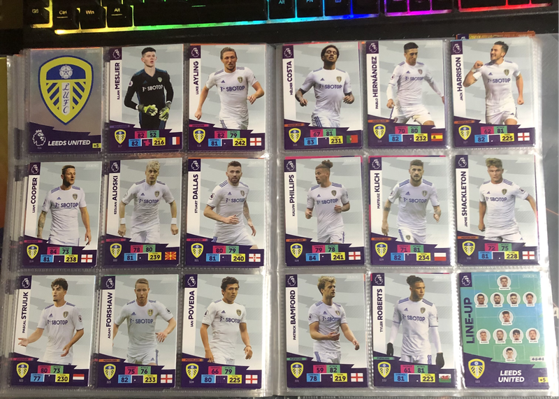 Leeds FULL team set of 18 Adrenalyne XL Soccer trading cards