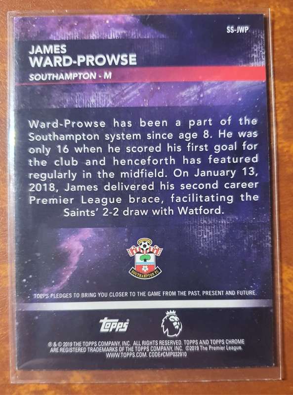 James Ward Prowse 2019 REFRACTOR Topps chrome premier league