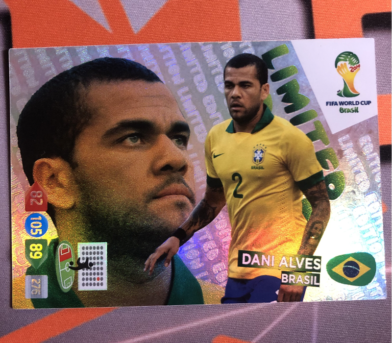 Dani Alves LIMITED Edition Top Master  2014 XL Adrenalyne RARE World cup soccer trading card