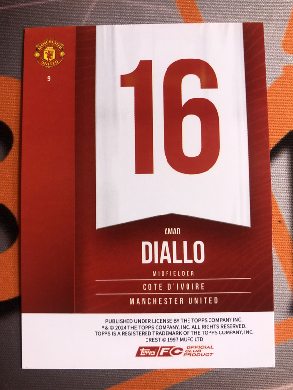 Amad Diallo NEW 2025 Man United Soccer trading card
