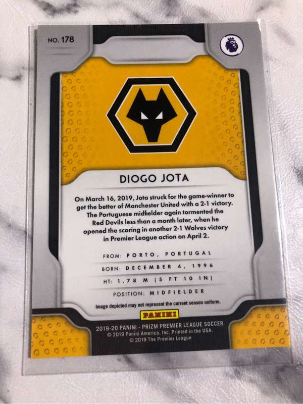 Diogo Jota ROOKIE Prizm 2019 Base Soccer trading card