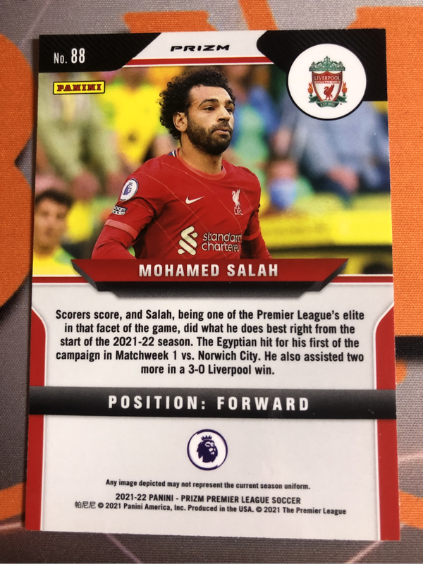 Mohamed Salah Prizm Pink Ice Prizm 2021 Liverpool Soccer trading card