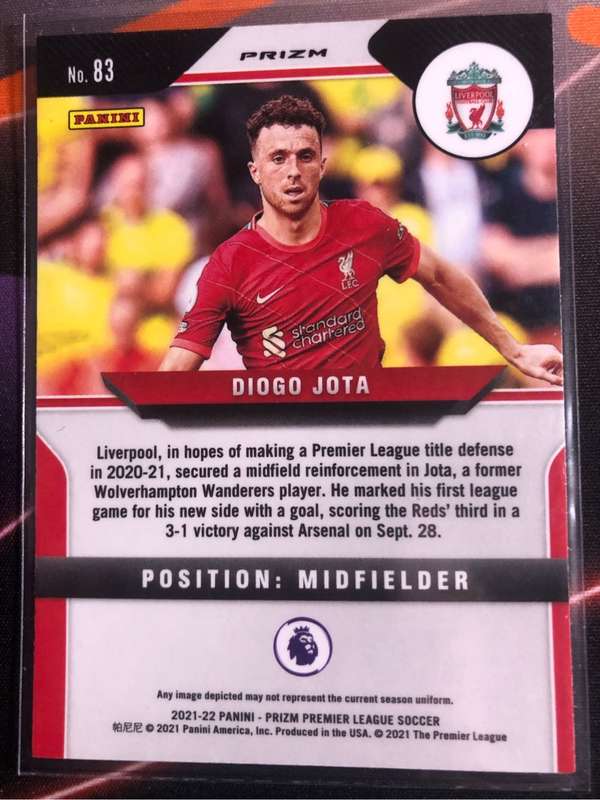 Diogo Jota PINK ICE 2022 Prizm 2022 Soccer trading card