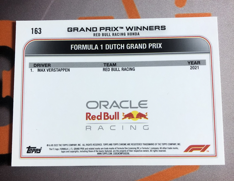 Max Verstappen RARE Formula One 2022 Topps Chrome F1 trading card