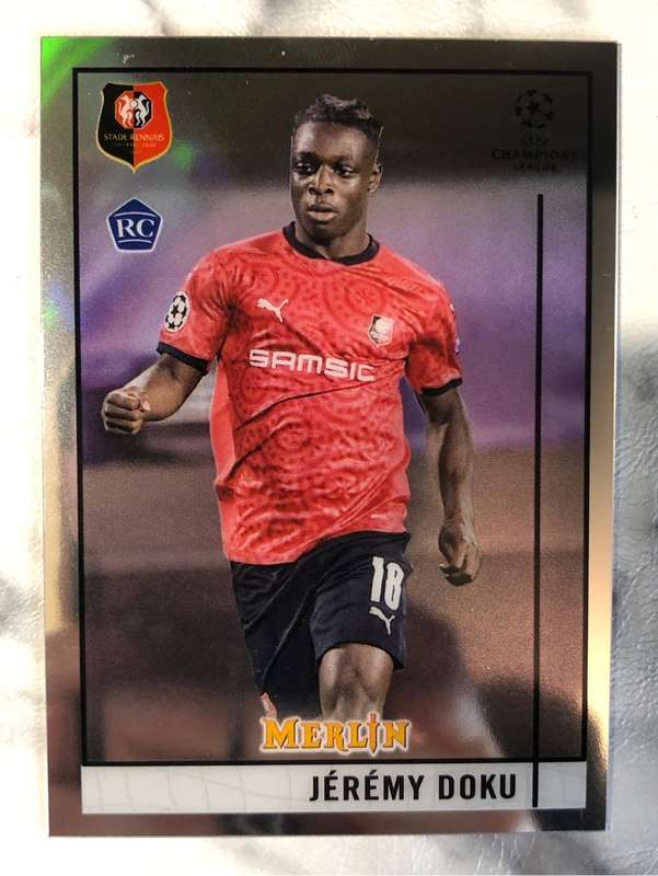 Jeremy Doku ROOKIE Base Topps Merlin 2021 soccer trading card