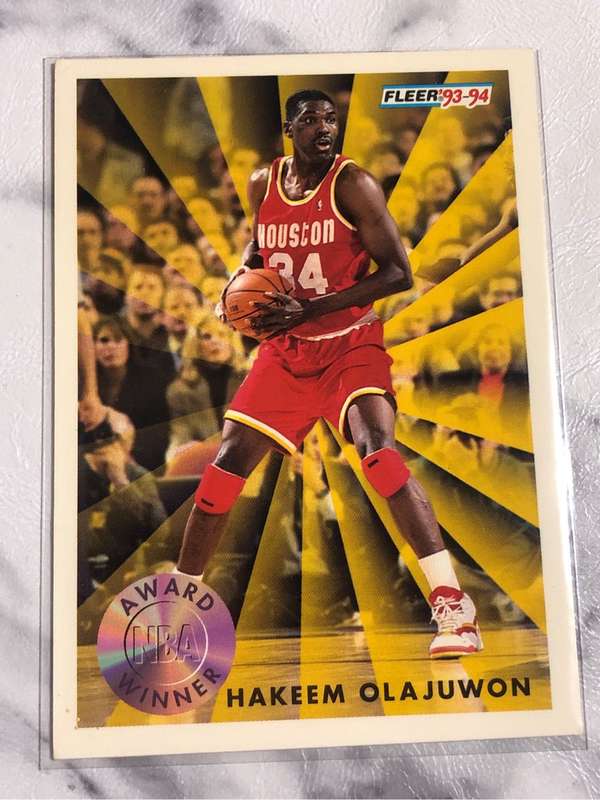 Hakeem Olajuwon Fleer 1993-1994 NBA Award winner Basketball trading card