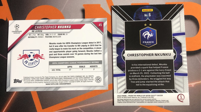 Christopher Nkunku RARE Bundle of 2 Soccer trading cards