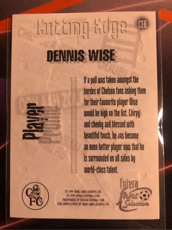 Dennis Wise 1999 FUTERA Soccer trading card