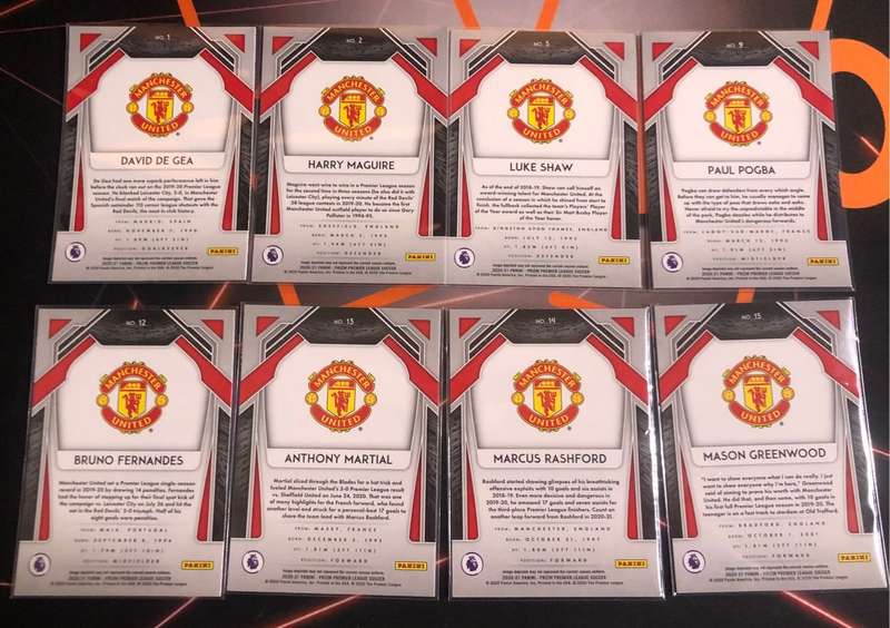 Man United 8 card BUNDLE of 2020-21 Prizm EPL base Soccer trading cards