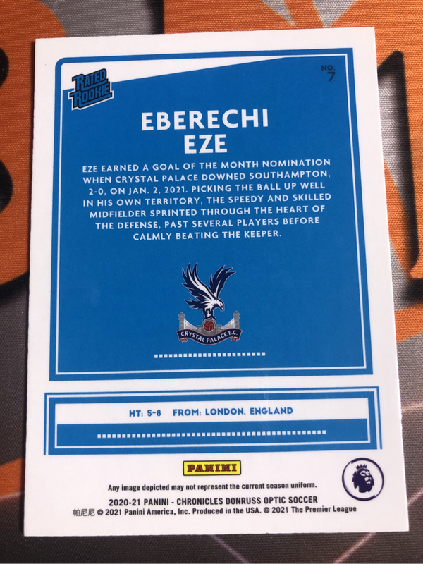 Eberechi Eze OPTIC Rated ROOKIE 2020 Soccer trading card