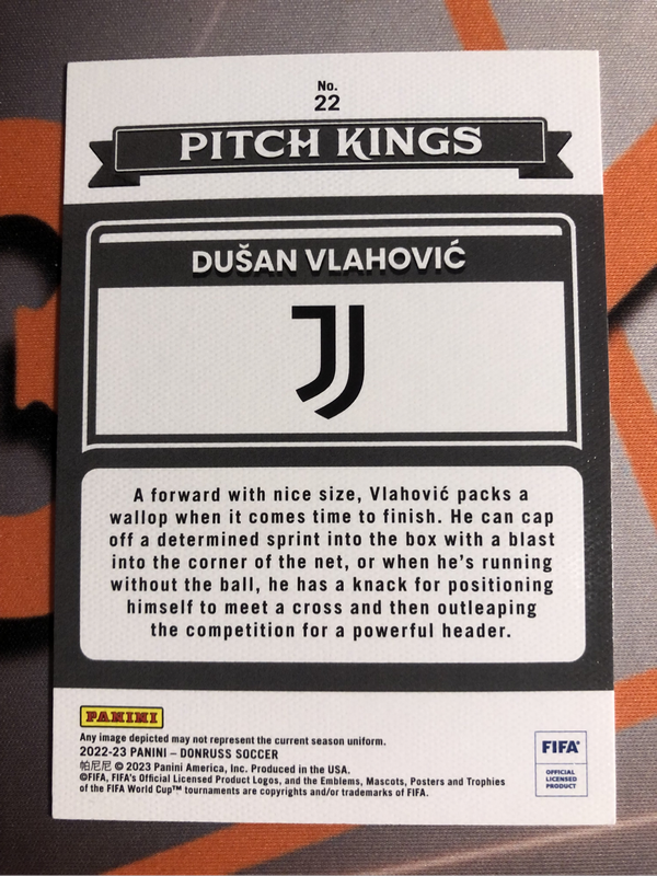 Dusan Vlahovic PITCH KINGS Donruss 2022 soccer trading card 