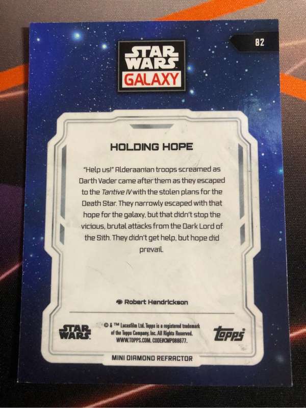 Darth Vader Holding Hope RARE REFRACTOR Topps Star Wars Galaxy trading card
