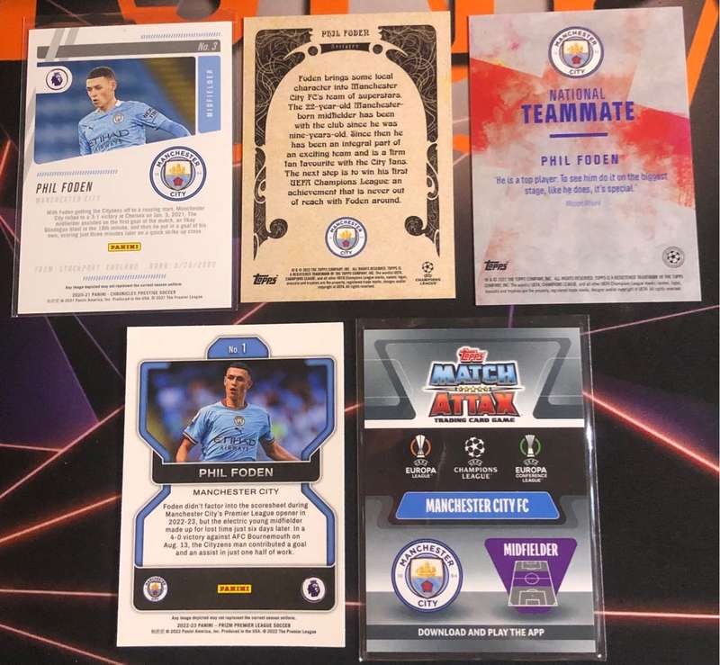 Phil Foden RARE Bundle of 5 Soccer trading cards