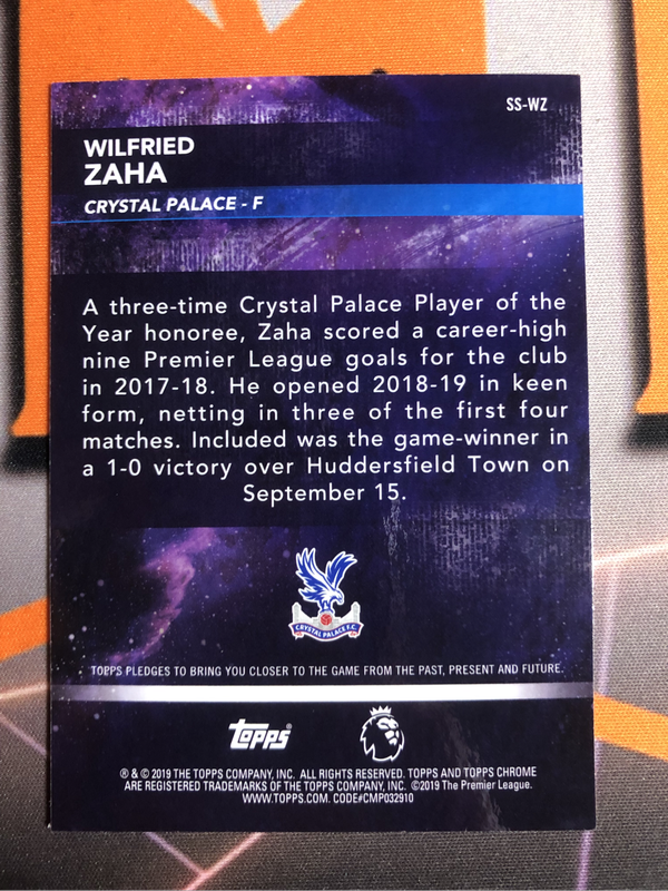 Wilfred Zaha REFRACTOR 2019 EPL Soccer trading card