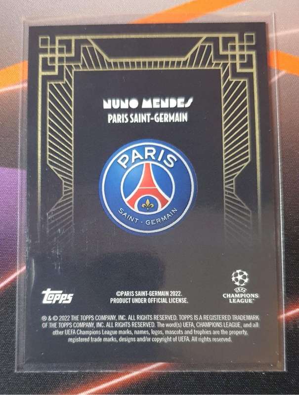 Nuno Mendes AUTOGRAPH Topps DECO 2022 soccer trading card