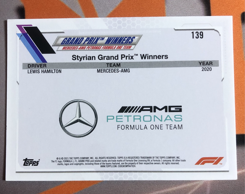 Lewis Hamilton RARE Checkerboard border 2021 F1 Topps Chrome trading card