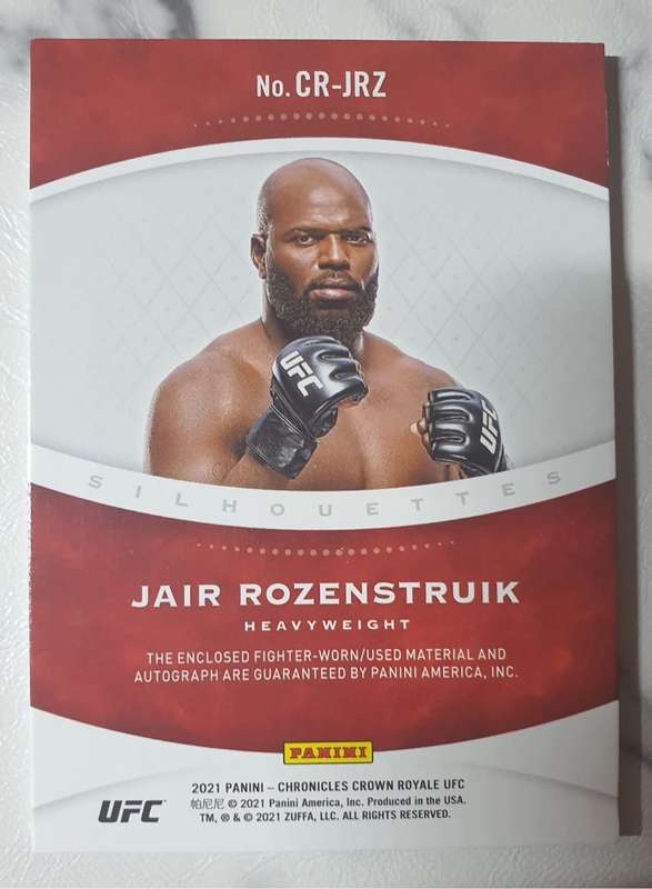 Jair Rozenstruik NUMBERED out of 49 Autograph Crown Royale 2021  Fight worn patch UFC trading card