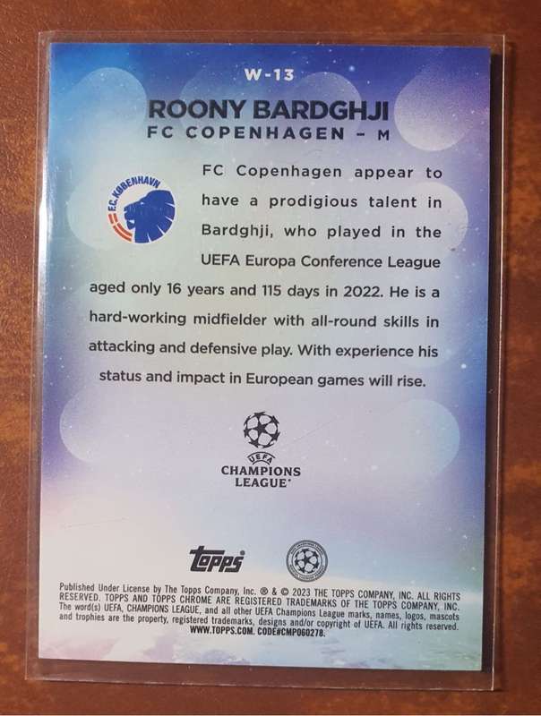 Roony Bardghji ROOKIE wonderkids Topps chrome 2023