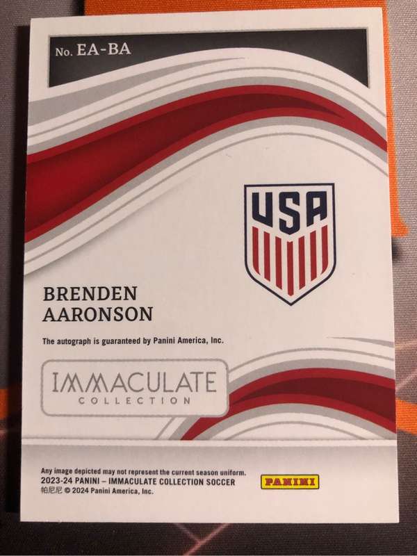 Brenden Aaronson AUTOGRAPH  Numbered out of 89 Immaculate 2023 High end Soccer trading card