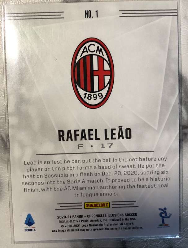 Rafael Leao Chronicles ILLUSIONS 2020 soccer trading card
