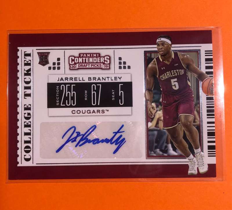 2019 Contenders Draft JARRELL BRANTLEY AUTO out of 23 RC #67 Charleston Basketball trading card