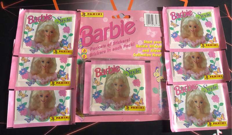 1995 BARBIE de Mattel Very RARE UNOPENED box of 6 Panini UNOPENED stickers packs