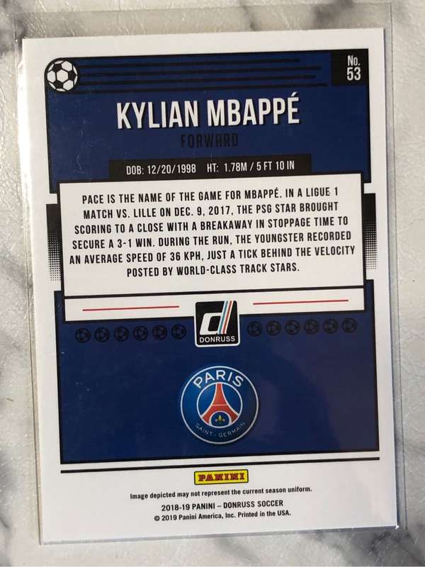 Kylian Mbappe PSG RARE 2018-2019 Donruss Soccer trading card