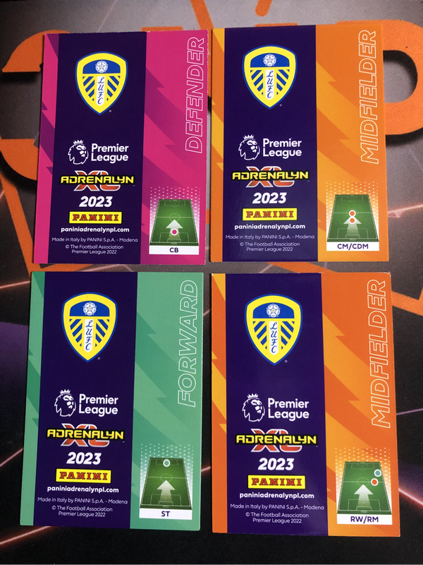 Leeds BUNDLE set of 4 Adrenalyne XL Soccer trading cards