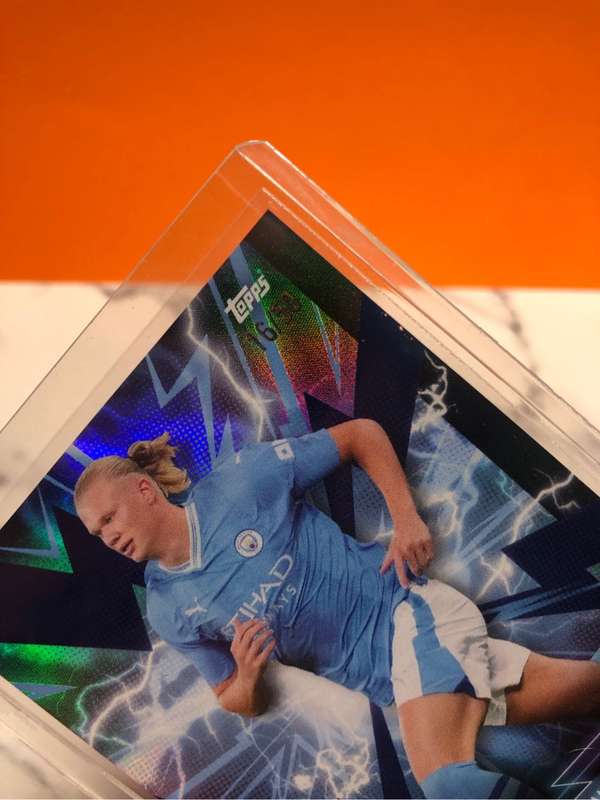Erling Haaland numbered OUT OF 50 Electric Blue Topps 2024 Manchester City team set soccer card