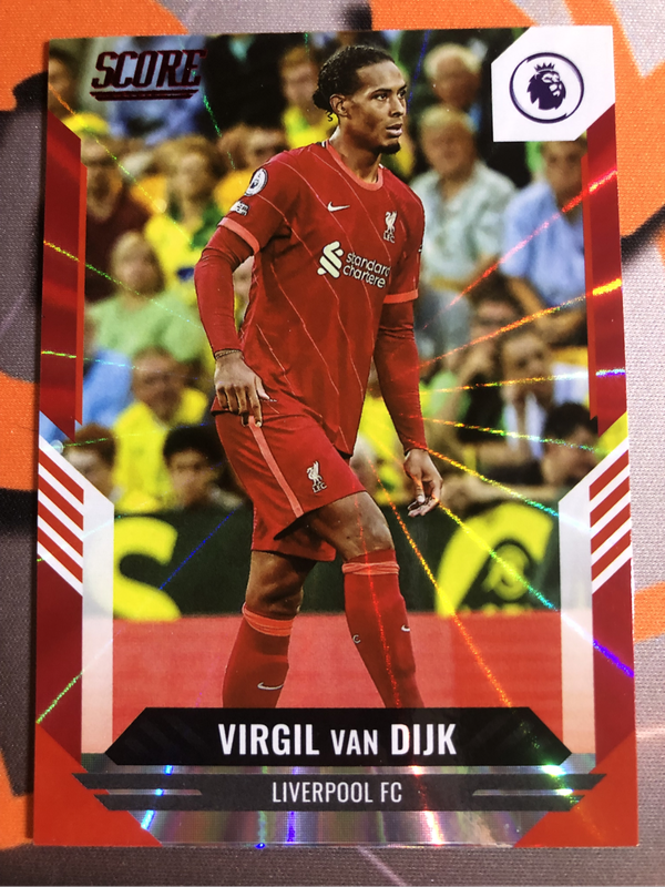 Virgil Van Dijk Score RED Laser 2021 Liverpool Soccer trading card