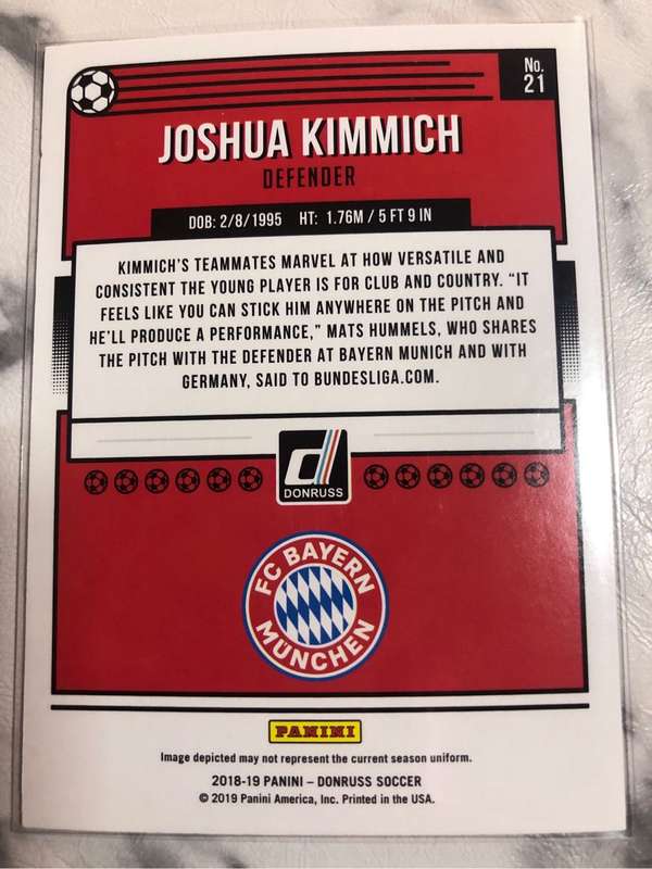 Joshua Kimmich Very RARE Donruss 2018 Soccer trading card