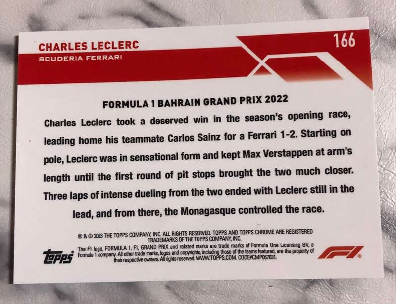 Charles Leclerc Orange Red Non Numbered Topps Chrome 2023 F 1 Trading card