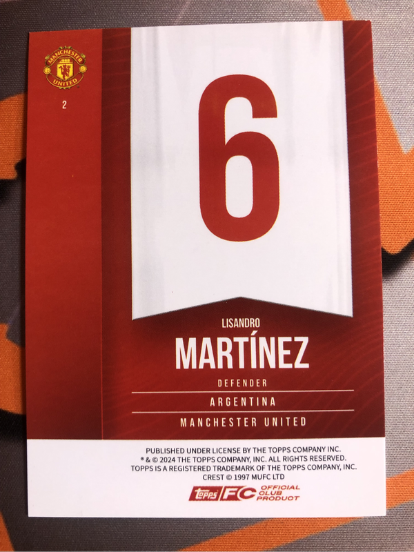 Lisandro Martinez NEW 2025 Man United Soccer trading card