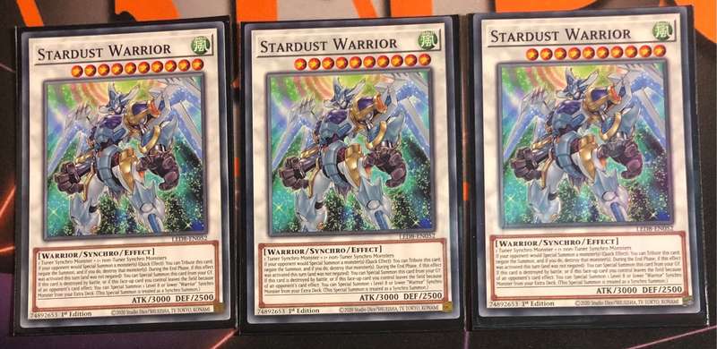 Stardust Warrior 3 Card Bundle for deck building YuGiOh trading cards