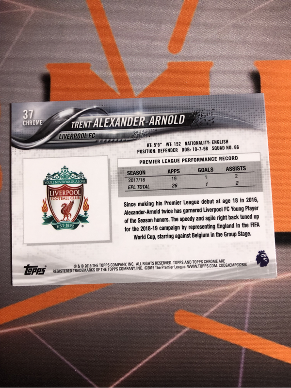 Trent Alexander EPL 2018 Topps chrome soccer trading card
