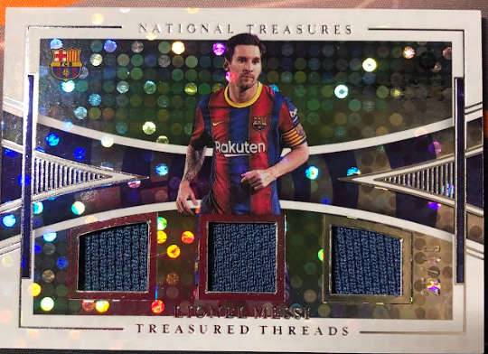 Lionel Messi NUMBERED out of 49 Player Worn 2020/21 RARE National Treasures soccer trading card