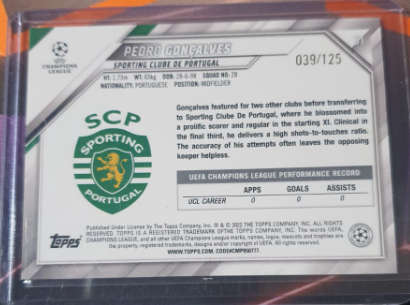 ROOKIE Pedro Gonçalves NUMBERED out of 125 | Topps UEFA Champions League 2022 SOCCER TRADING CARD