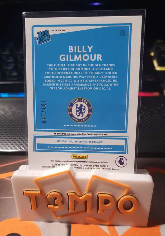 ROOKIE Billy Gilmour Prizm Optic Rated rookie AUTOGRAPH (OUT OF 149) 2020-2021