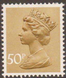 _X992 50p Ochre-brown Ordinary Paper (X Number Machin Stamps)