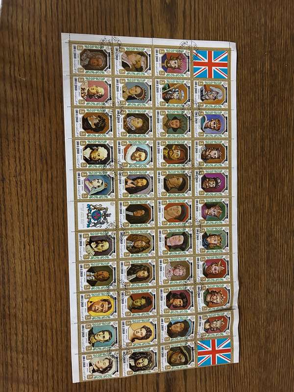 UMM AL QIWAIN 1971 King & Queens of England 44 Stamp Sheet