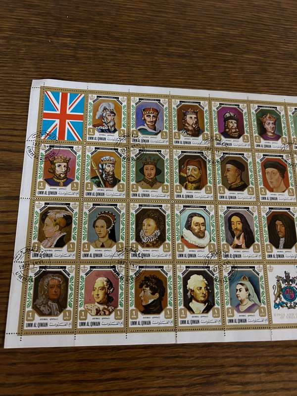 UMM AL QIWAIN 1971 King & Queens of England 44 Stamp Sheet