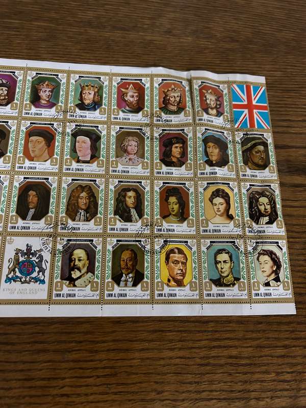 UMM AL QIWAIN 1971 King & Queens of England 44 Stamp Sheet