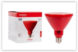 Eurolux Red E27 Base 14W Colour PAR38 Reflector LED