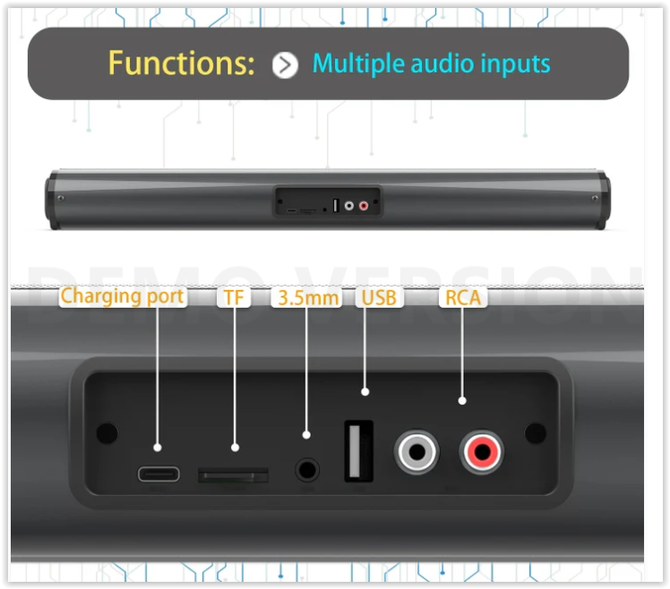 BS-10 Bluetooth 5.0 Speaker TV Soundbar with Remote Control(Black)