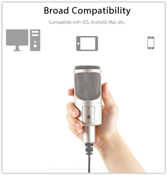 YANMAI SF-960 Computer Microphone 3.5mm Plug Professional Capacitive Stereo Mic with Tripod